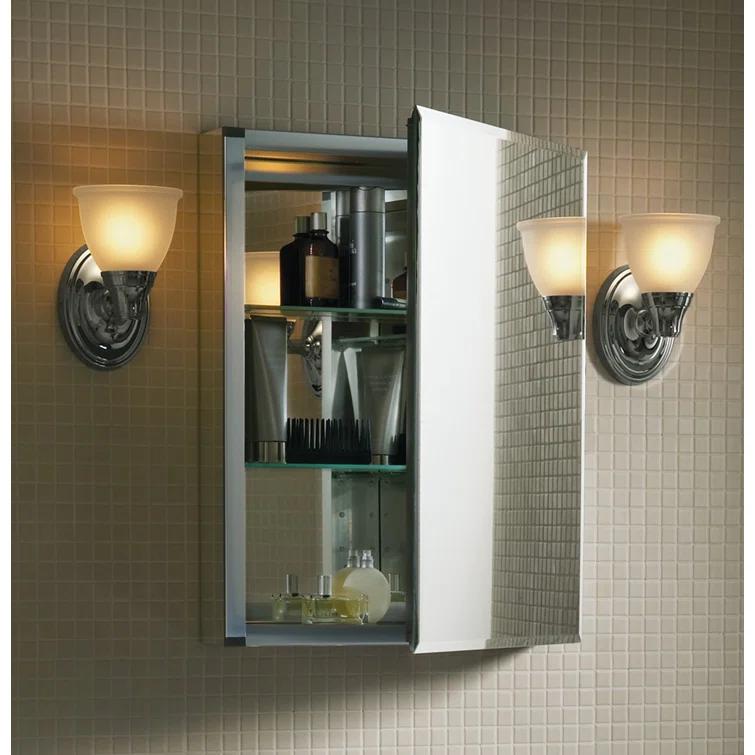 CLC Recessed or Surface Mount Frameless Aluminum Medicine Cabinet Adjustable Shelves