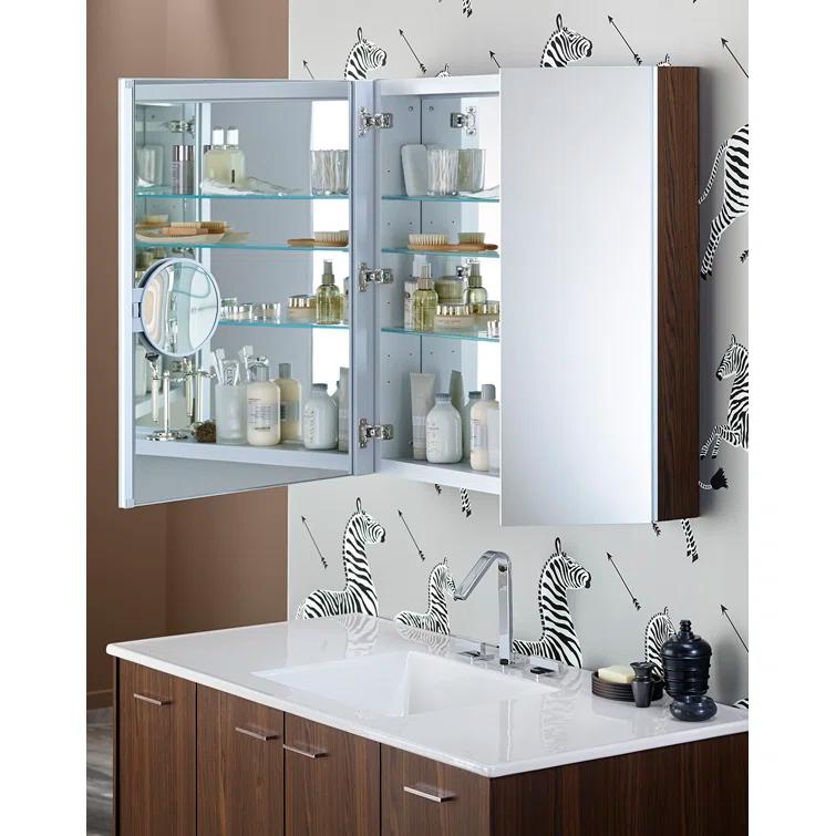 Verdera® Aluminum Medicine Cabinet with Adjustable Magnifying Mirror and Slow-Close Door