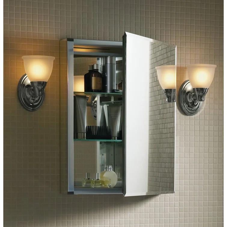 CLC Recessed or Surface Mount Frameless Aluminum Medicine Cabinet Adjustable Shelves
