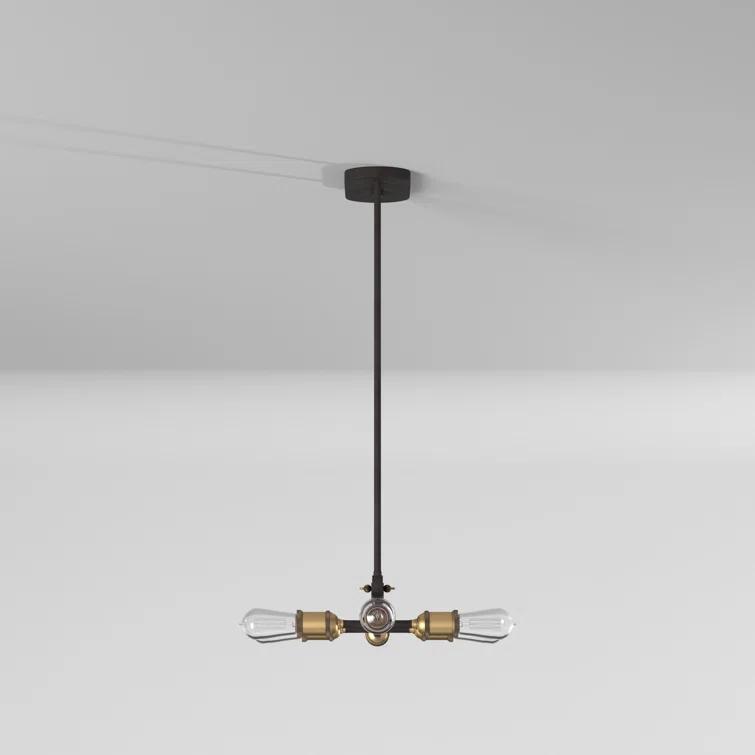 Vintage Bronze and Brass 6-Light Linear Chandelier
