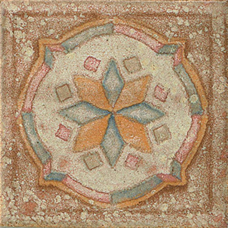 Bedrosians Cotto Nature 3'' x 3'' Hand Painted Porcelain Decorative Accent Tile