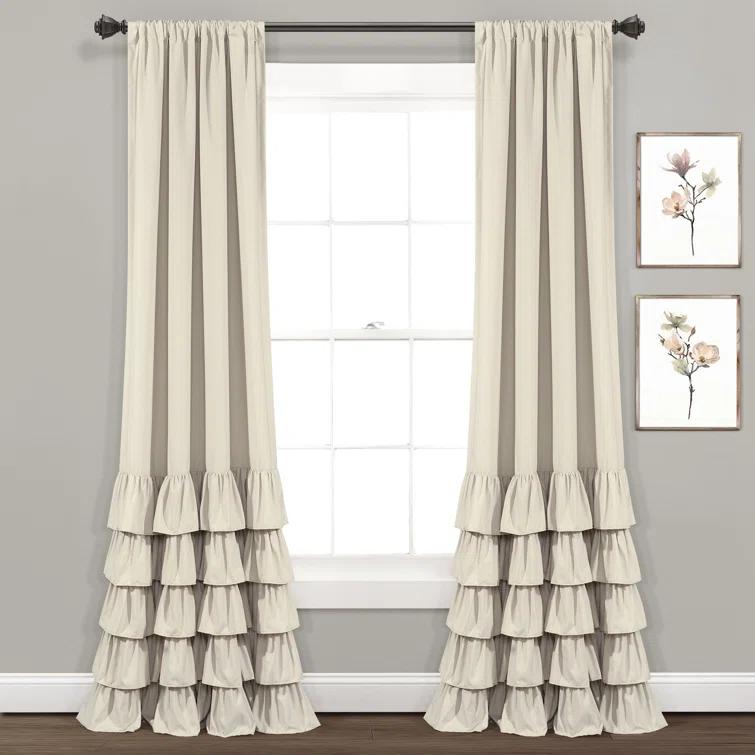 Lush Decor Allison Ruffle Polyester Semi Sheer Curtain Pair (Set of 2)