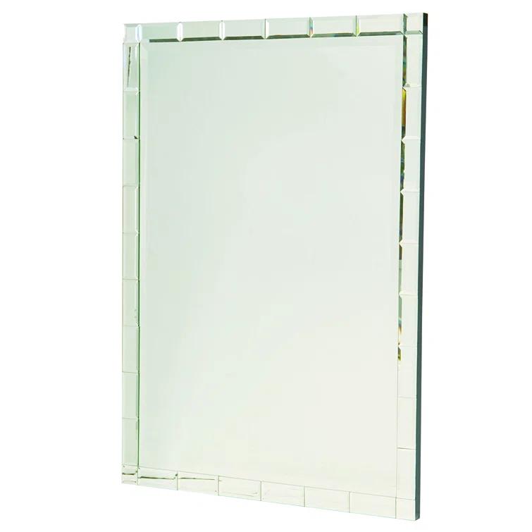 Rectangular Beveled Glass Mirror with Decorative Frame