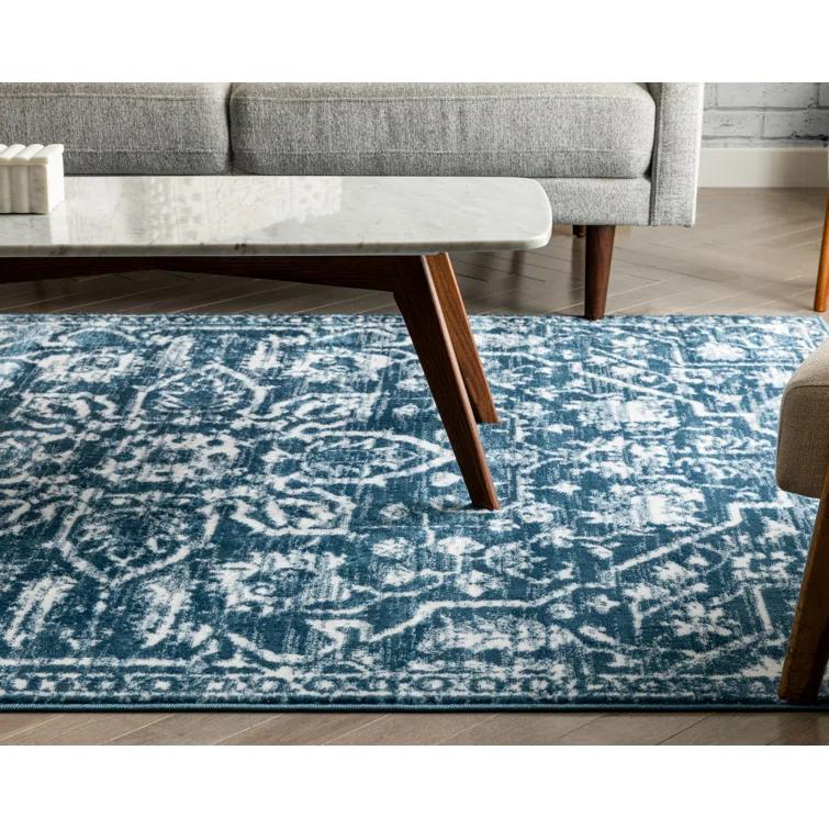 Dazzle Floral Vintage Bohemian Medallion Light Blue Rug