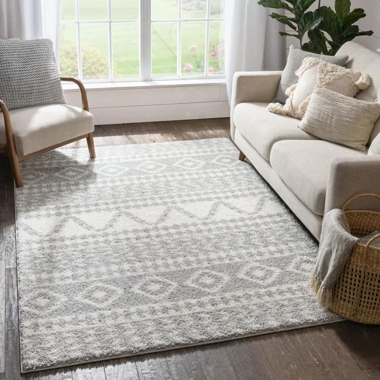 Marandia Geometric Gray Area Rug