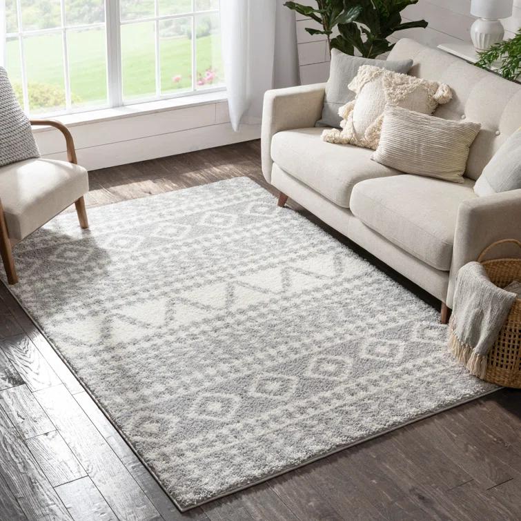 Marandia Geometric Gray Area Rug