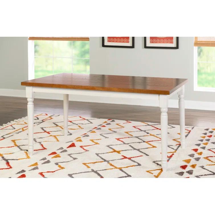 Io 60" Two Tone Solid Wood Farmhouse Dining Table