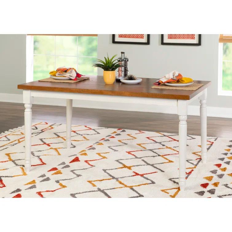 Io 60" Two Tone Solid Wood Farmhouse Dining Table
