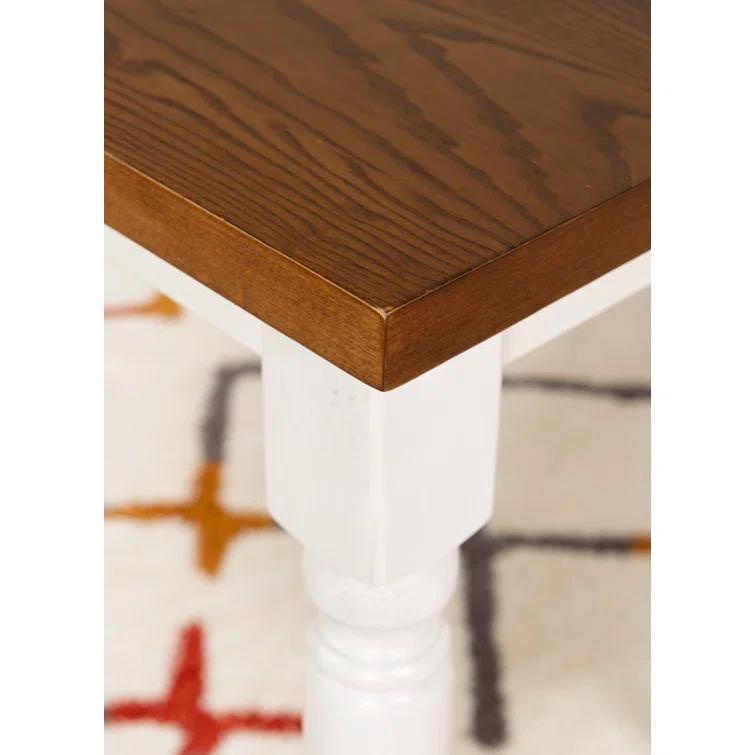 Io 60" Two Tone Solid Wood Farmhouse Dining Table