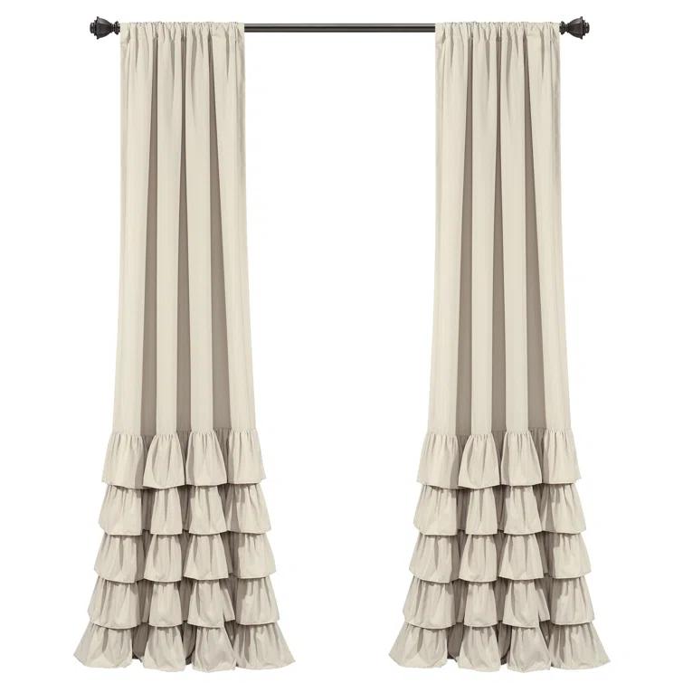 Lush Decor Allison Ruffle Polyester Semi Sheer Curtain Pair (Set of 2)