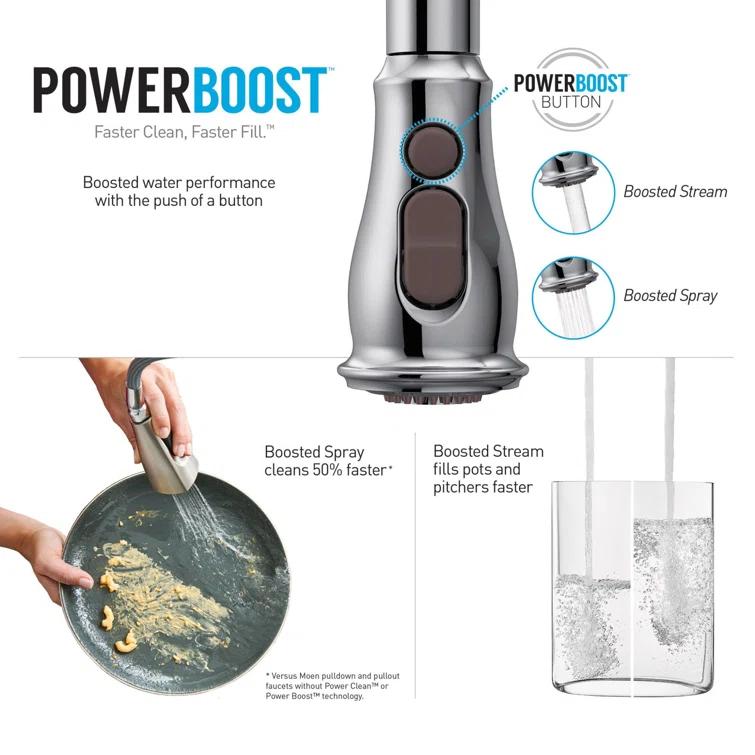 Brantford Pull Out Single Handle Kitchen Faucet with PowerBoost and Reflex