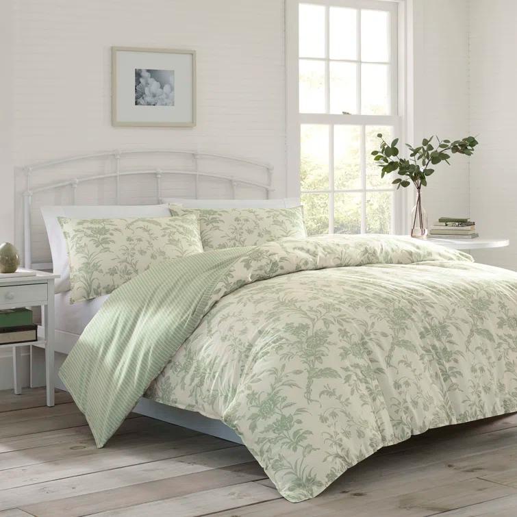Laura Ashley Laura Ashley Natalie Green Floral Cotton Comforter Bonus Set