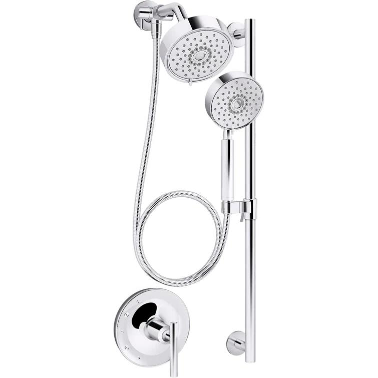 Kohler Purist Performance Showering Kit, 2.5 GPM Multifunction Showerhead and Handshower Package, Three Spray Settings