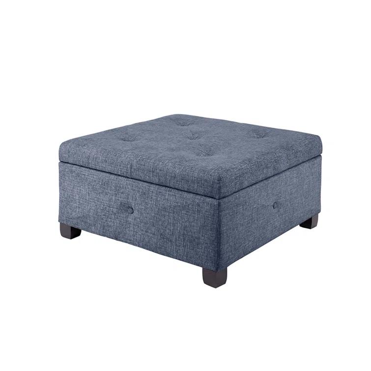 Della Button Tufted Square Storage Ottoman