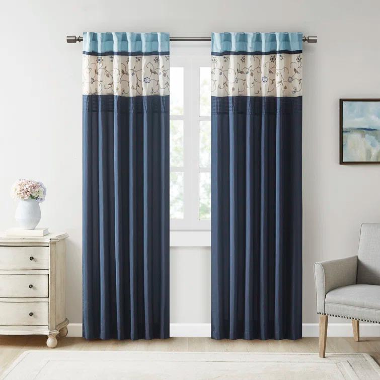 Madison Park Serene Embroidered Curtain Panel