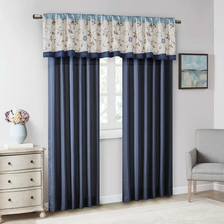 Madison Park Serene Embroidered Curtain Panel