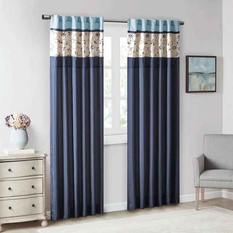 Madison Park Serene Embroidered Curtain Panel