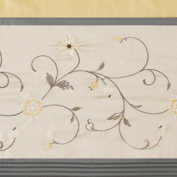 Madison Park Serene Floral Embroidered 50'' W Single Window Valance