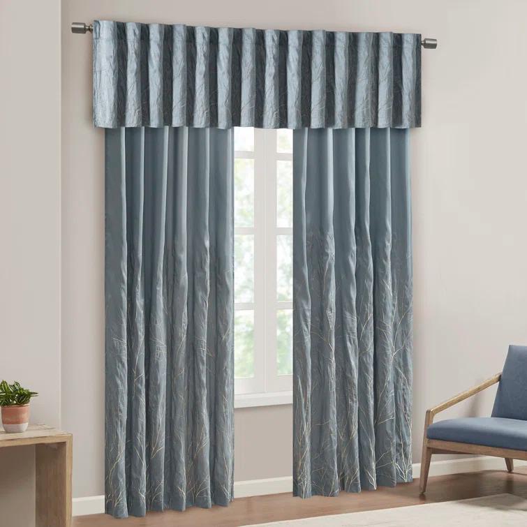 Andora Embroidered Branch Rod Pocket Single Curtain Panel