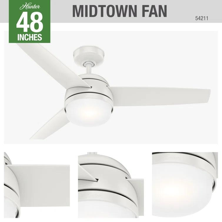 48" Midtown 3 - Blade Standard Ceiling Fan with Remote Control and Light Kit Included