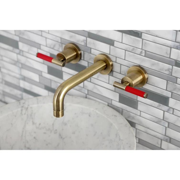 Kingston Brass Kaiser Two-Handle Wall Mount Bathroom Faucet