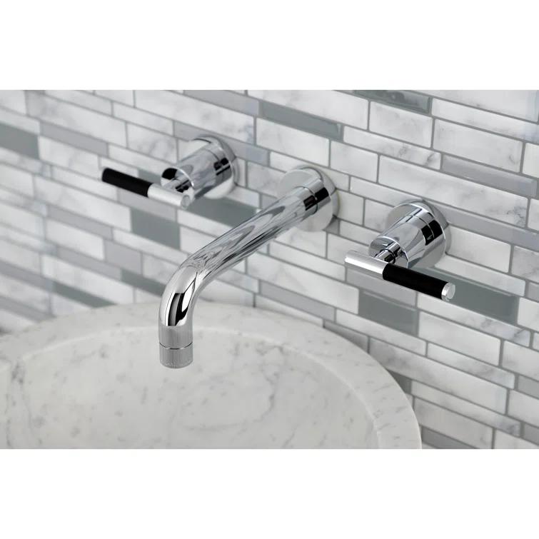 Kingston Brass Kaiser Two-Handle Wall Mount Bathroom Faucet
