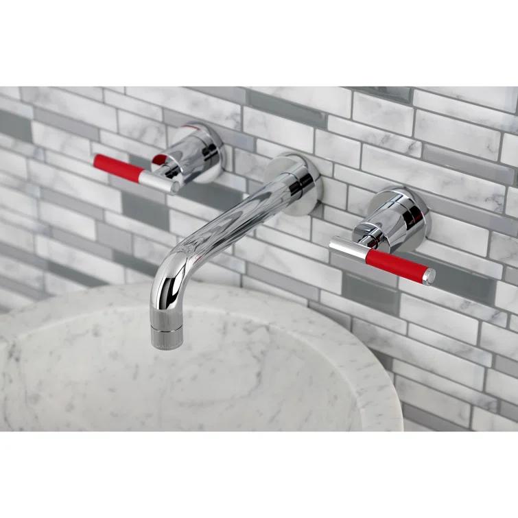 Kingston Brass Kaiser Two-Handle Wall Mount Bathroom Faucet