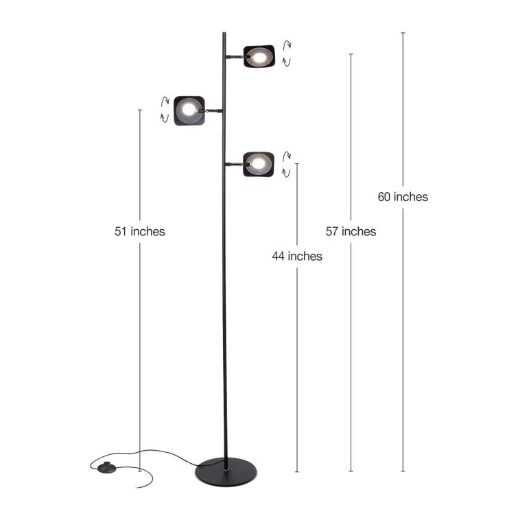 Brightech Tree Industrial LED 3-Way Dimming Floor Lamp with 3 Adjustable Spot Lights
