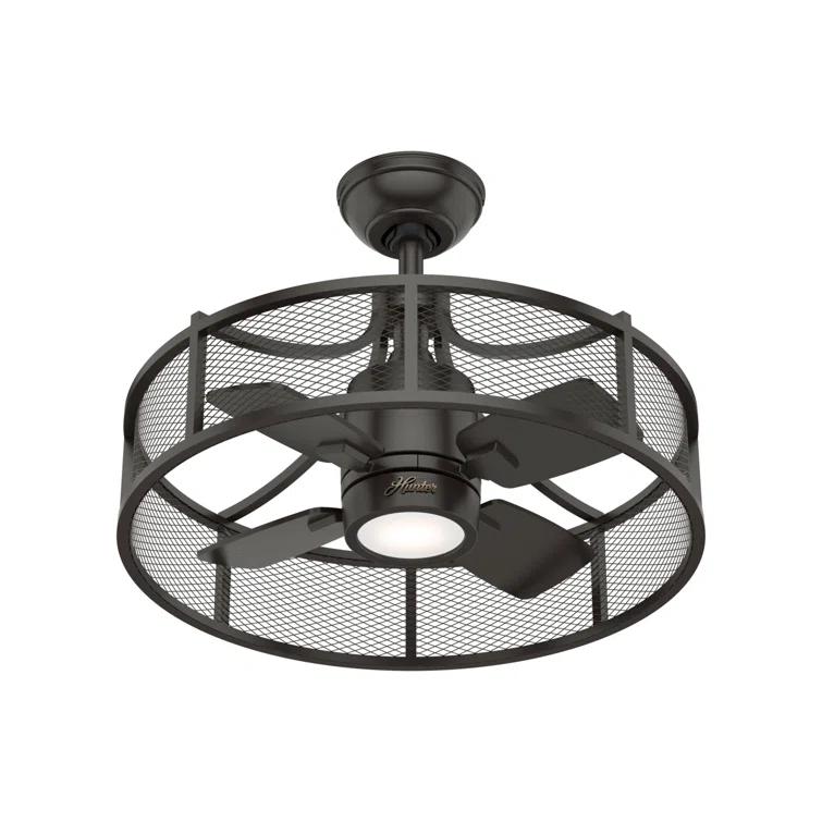 24" Seattle 4 - Blade Caged Ceiling Fan with Wall Control and LED Light Kit Included