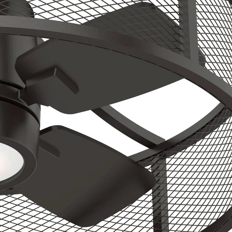 24" Seattle 4 - Blade Caged Ceiling Fan with Wall Control and LED Light Kit Included