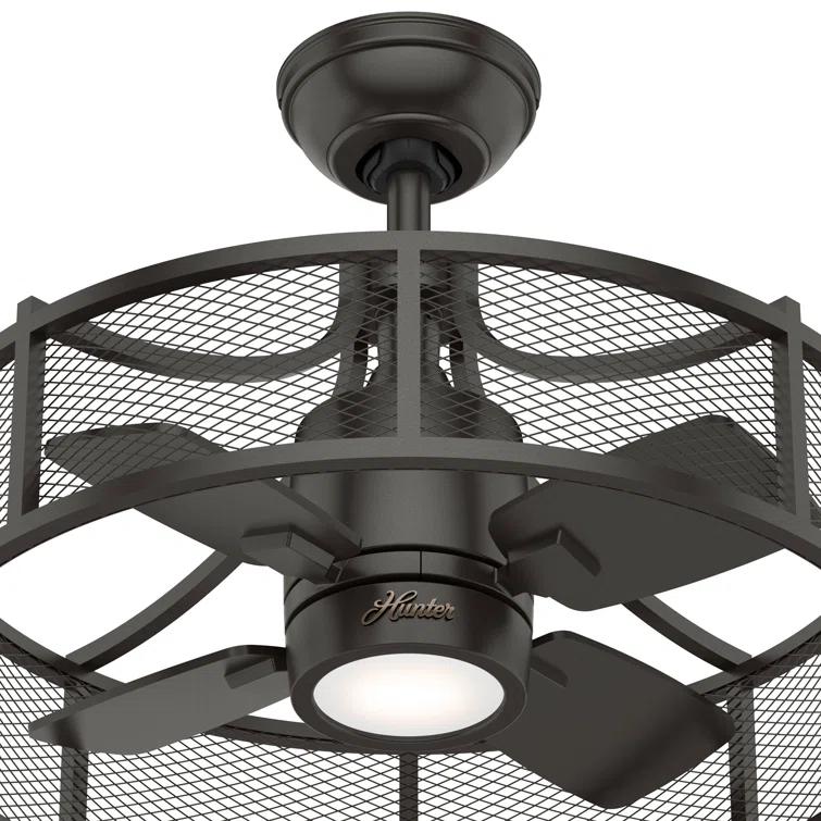 24" Seattle 4 - Blade Caged Ceiling Fan with Wall Control and LED Light Kit Included