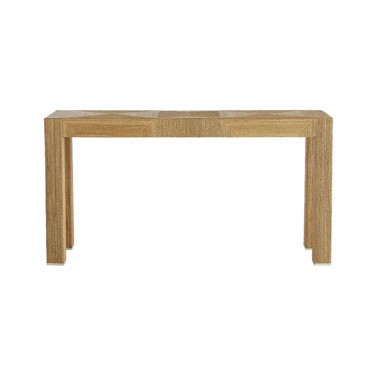 Palmetto 60'' Natural Woven Rope and Glass Console Table with Storage