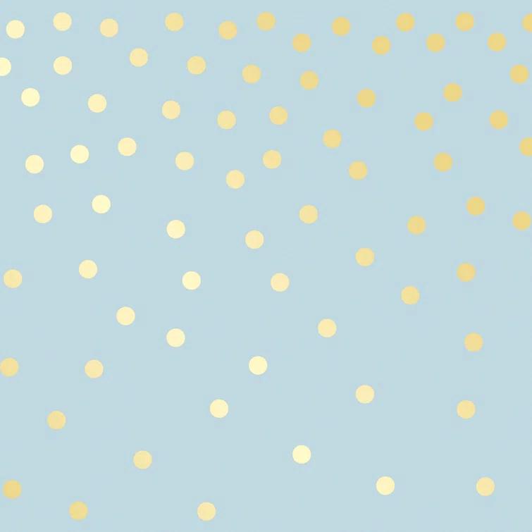 Tempaper Kids' Falling Dots Self-Adhesive Removable Borders Wallpaper Blue/Metallic Gold: Vinyl, Peelable, Washable