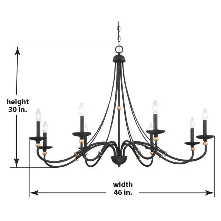 Westchester County Sand Coal and Skyline Gold Leaf 8-Light Chandelier