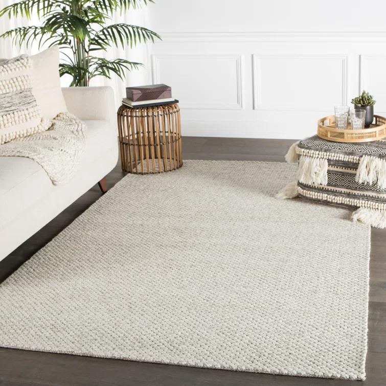 Scandinavia Rakel Wool Area Rug in Solid Taupe/White