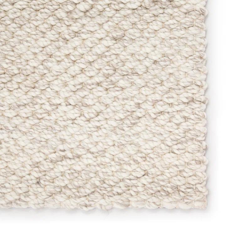 Scandinavia Rakel Wool Area Rug in Solid Taupe/White
