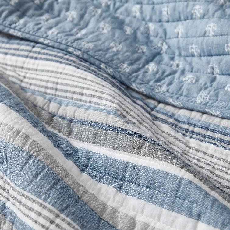 Nautica Nautica Jettison Cotton Reversible Blue Quilt Set
