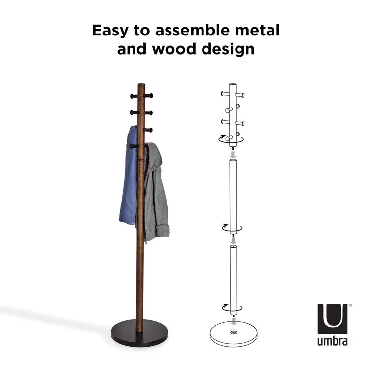 Pillar 8 - Hook Freestanding Solid Wood Coat Rack