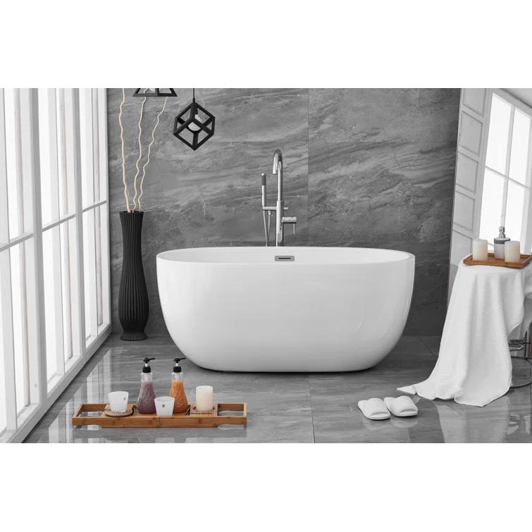 Hudepohl 54'' x 29'' Freestanding Soaking Acrylic Bathtub