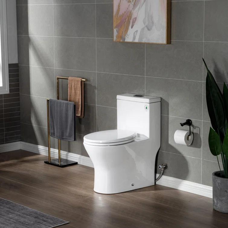1.28 GPF Elongated Comfort ADA Height One Piece Dual-Flush Toilet with Soft-Closing Seat,MAP Flushing 1000G