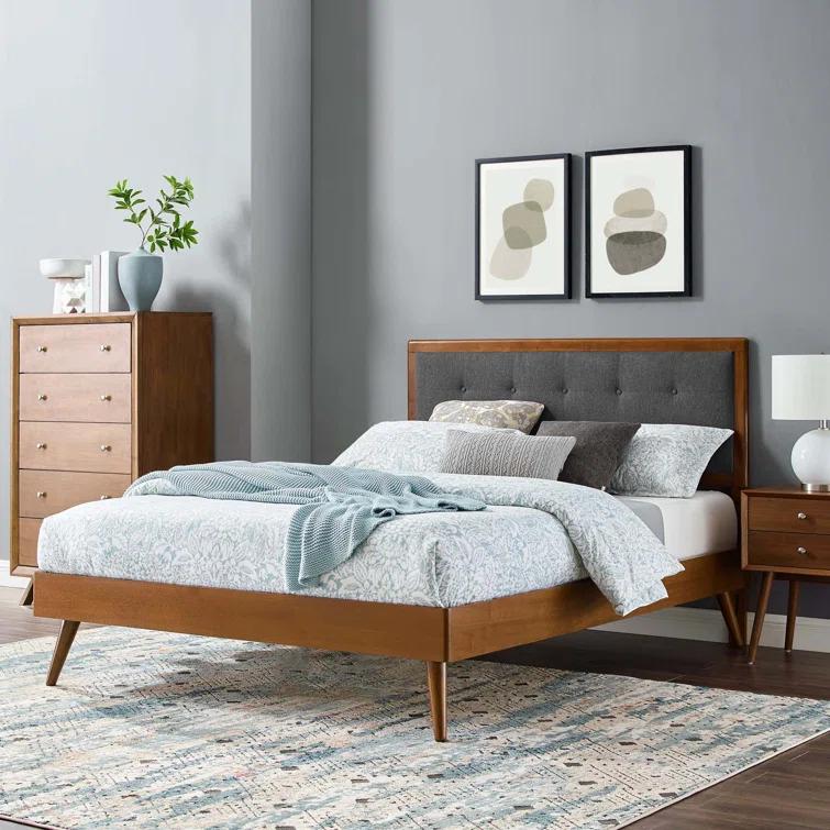 Willow Wood Platform Bed with Splayed Legs