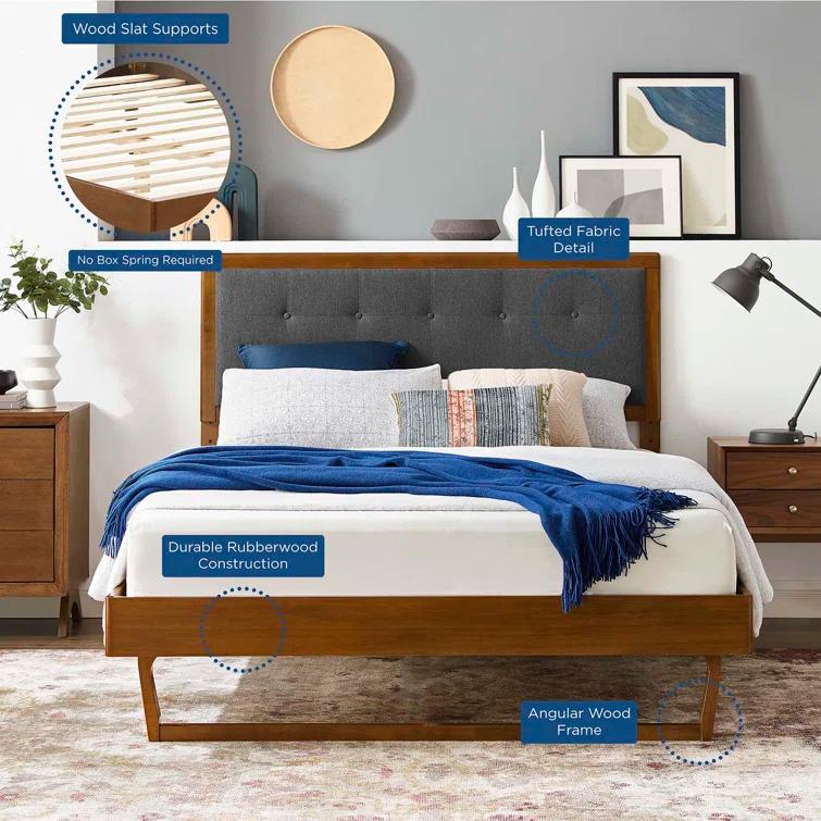 Willow Wood Platform Bed with Angular Frame