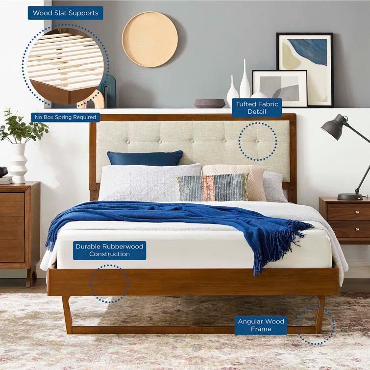 Willow Wood Platform Bed with Angular Frame