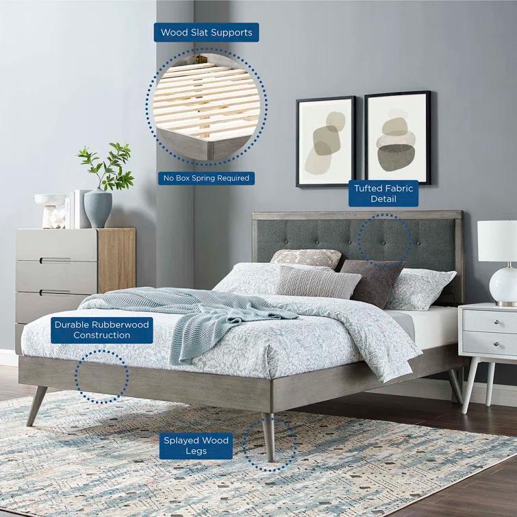 Willow Wood Platform Bed with Splayed Legs