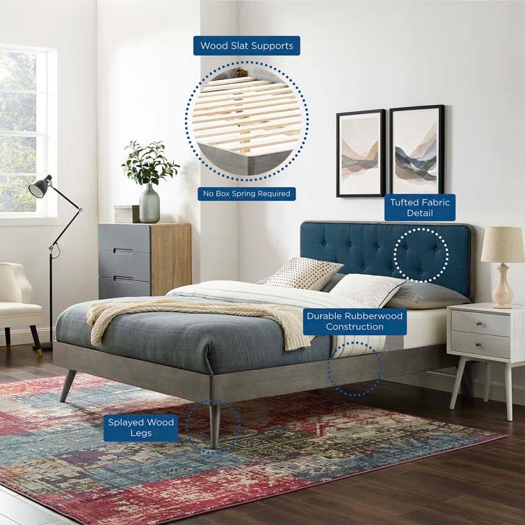 Bridgette Wood Platform Bed with Splayed Legs