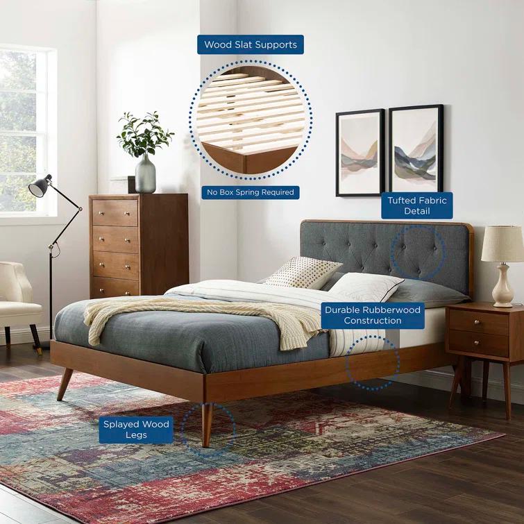 Bridgette Wood Platform Bed with Splayed Legs