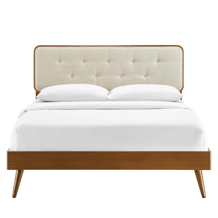 Bridgette Wood Platform Bed with Splayed Legs