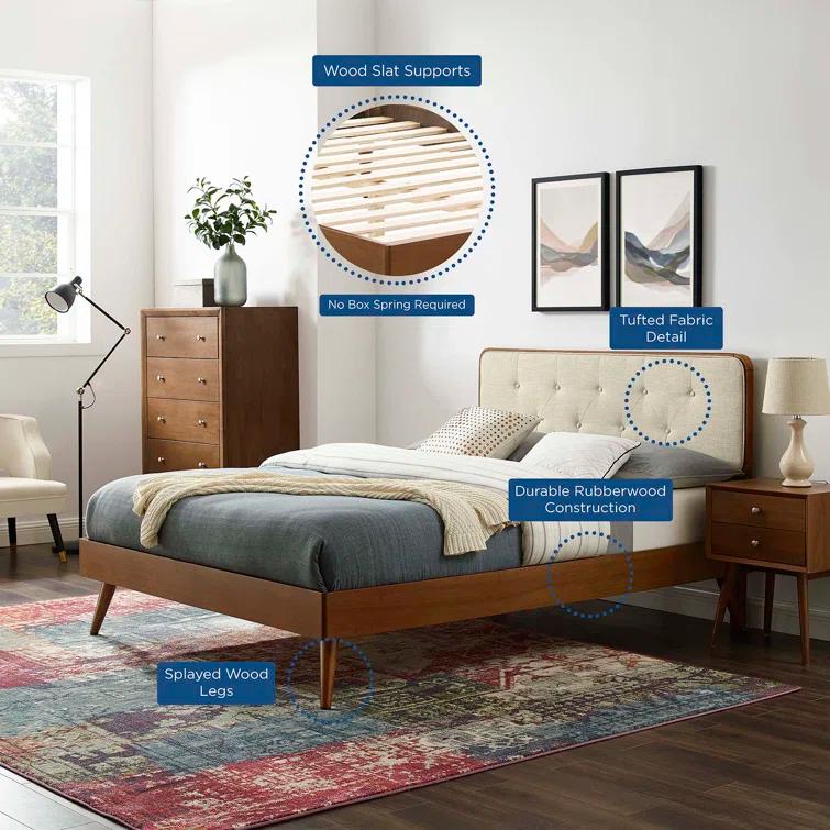 Bridgette Wood Platform Bed with Splayed Legs