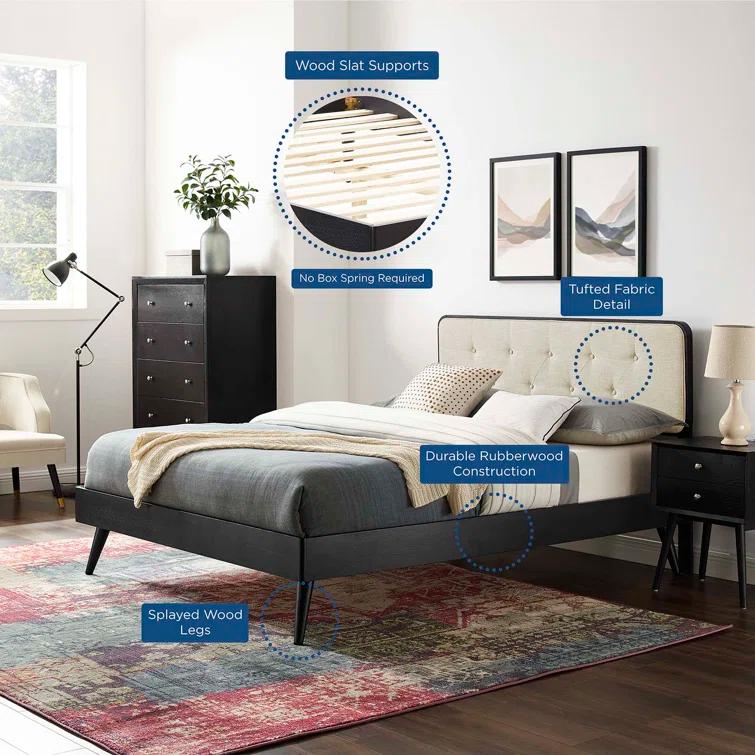 Bridgette Wood Platform Bed with Splayed Legs