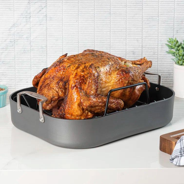 Viking Hard-Anodized Non-Stick 16" Roaster with Rack and Carving Set